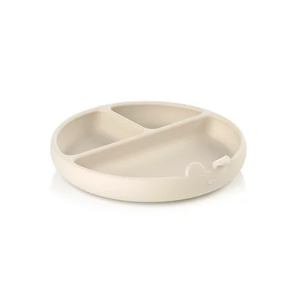 Farfurie BLW, Jane, Din silicon, Cu ventuze, 17 x 17 x 4 cm, BPA Free, Sand