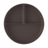 Farfurie compartimentata, Petite&Mars, Take&Match, Din silicon, Rotunda, Cu ventuza si 3 compartimente, Adecvata pentru masina de spalat vase si microunde, Nu absoarbe mirosuri, Fara BPA, 500 ml, 6 luni+, Bitter Cocoa, Maro