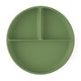 Farfurie compartimentata, Petite&Mars, Take&Match, Din silicon, Rotunda, Cu ventuza si 3 compartimente, Adecvata pentru masina de spalat vase si microunde, Nu absoarbe mirosuri, Fara BPA, 500 ml, 6 luni+, Sweet Pea, Verde - 1