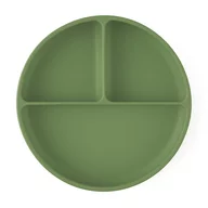 Farfurie compartimentata, Petite&Mars, Take&Match, Din silicon, Rotunda, Cu ventuza si 3 compartimente, Adecvata pentru masina de spalat vase si microunde, Nu absoarbe mirosuri, Fara BPA, 500 ml, 6 luni+, Sweet Pea, Verde