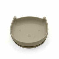 Farfurie in forma de pisicuta, Bocioland, Cu ventuze, Silicon, Fara BPA, 6-36 luni, Dark Beige
