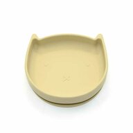 Farfurie in forma de pisicuta, Bocioland, Cu ventuze, Silicon, Fara BPA, 6-36 luni, Light Beige