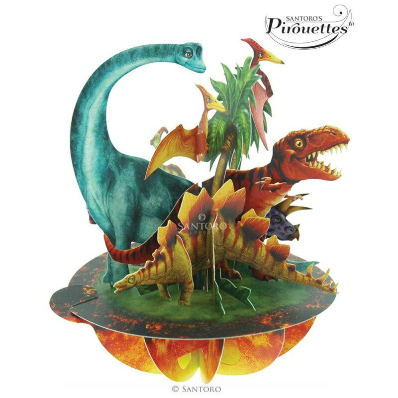 Felicitare 3D Pirouettes Santoro-Dinozauri din Jurassic