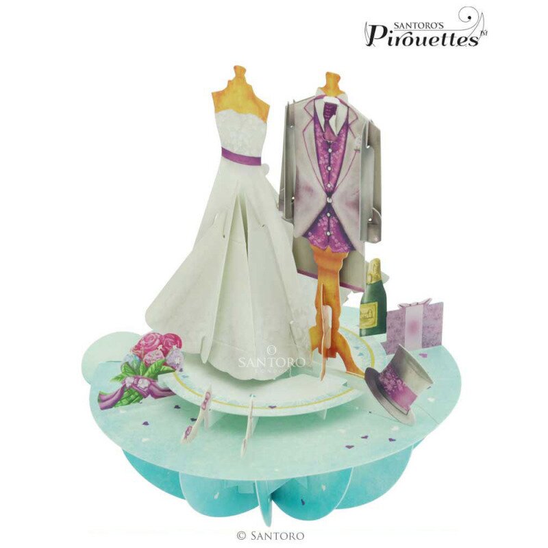 Felicitare 3d pirouettes santoro-nunta, mire si mireasa