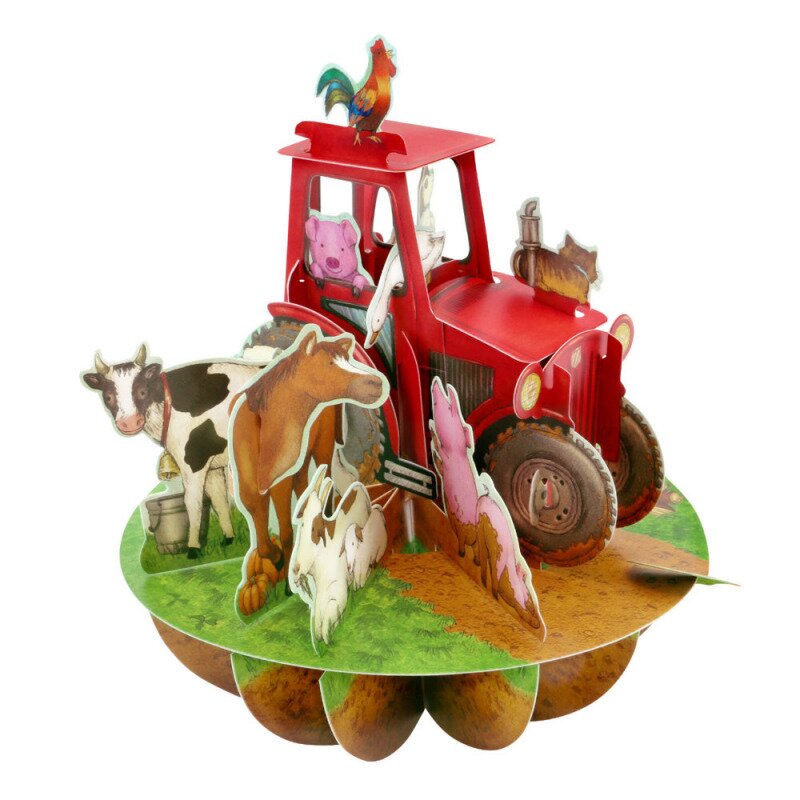 Felicitare 3d pirouettes santoro-tractor si ferma animalelor