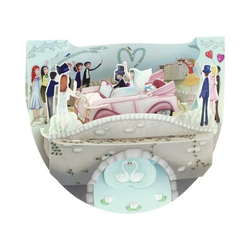 Felicitare 3d popnrock - masina de nunta