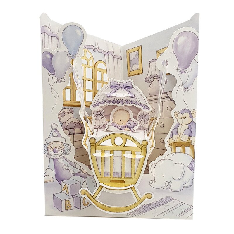 Felicitare 3d swing cards - baietel in leagan