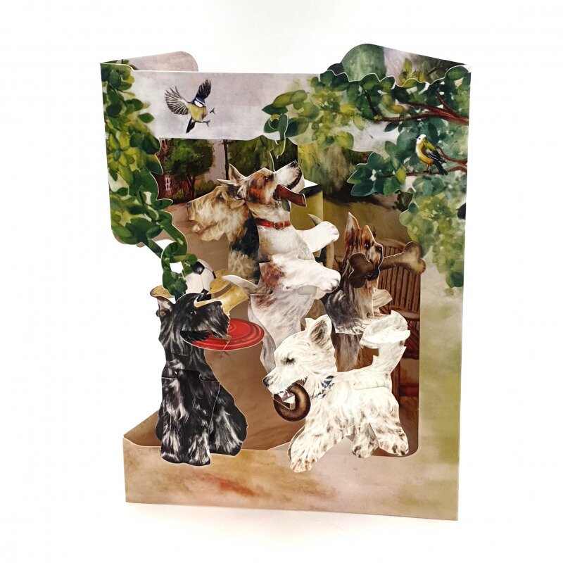 Felicitare 3d swing cards catelusi jucausi