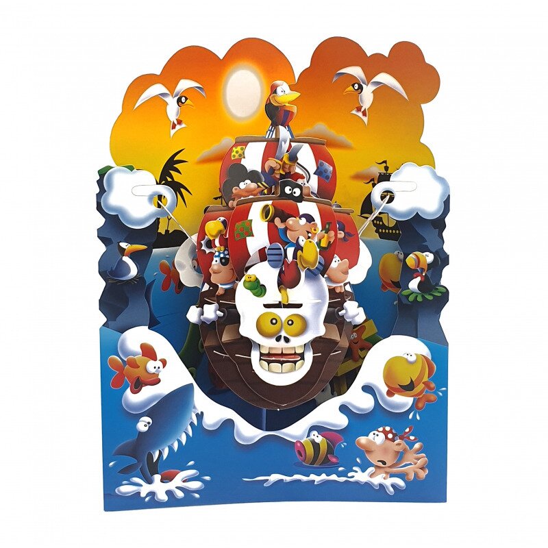 Felicitare 3d swing cards - corabie de piratii