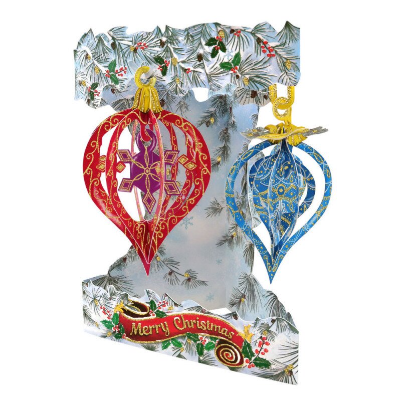 Felicitare 3d swing cards de iarna globuri de craciun