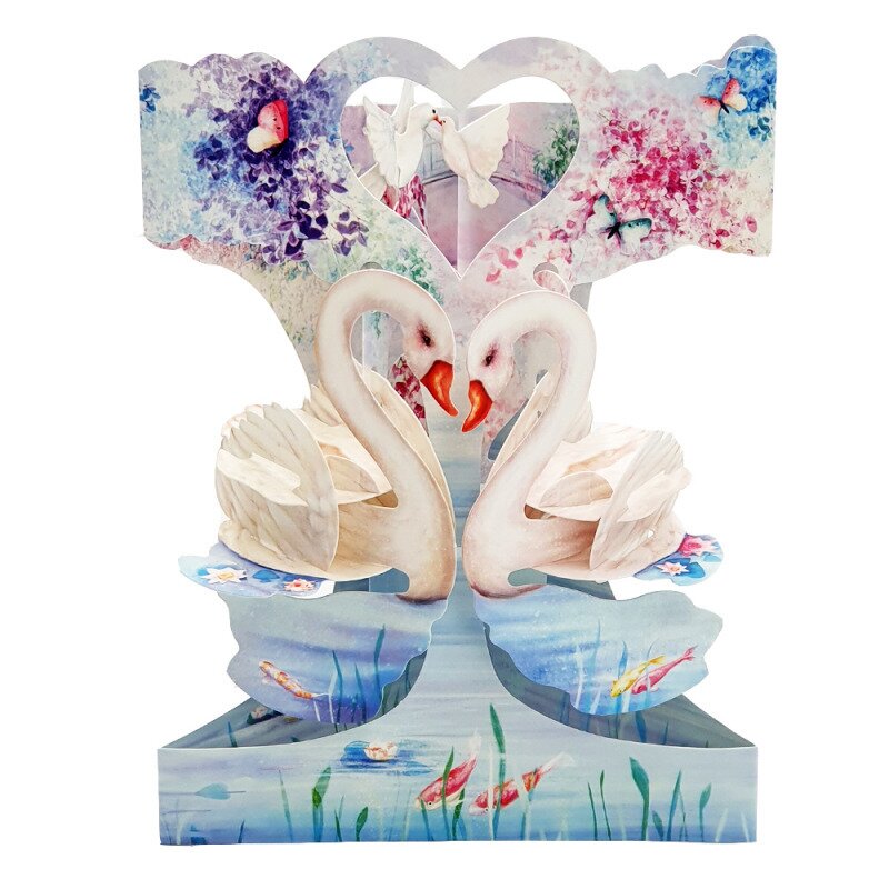 Felicitare 3d swing cards lebede