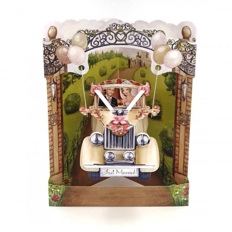Felicitare 3d swing cards masina de nunta