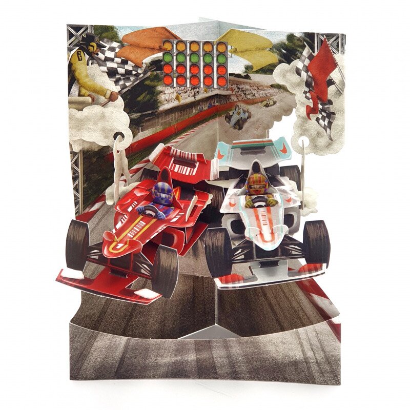 Felicitare 3d swing cards masini de curse