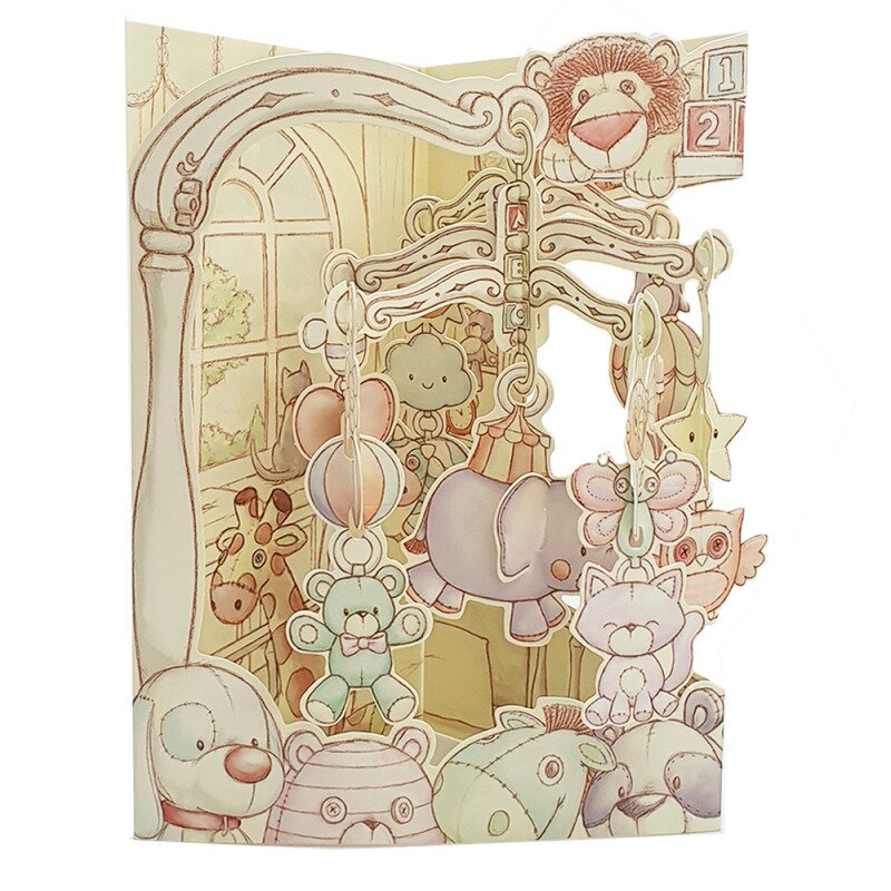 Felicitare 3d swing cards - patut bebelus