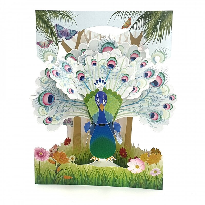 Felicitare 3d swing cards - paun