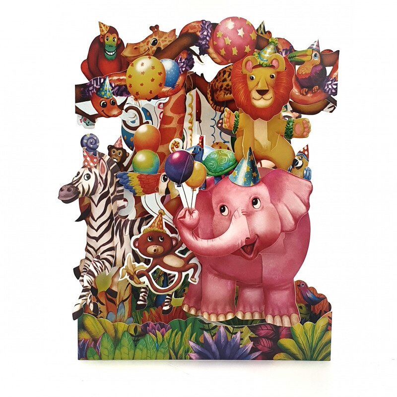 Felicitare 3D Swing Cards Petrecerea animalelor