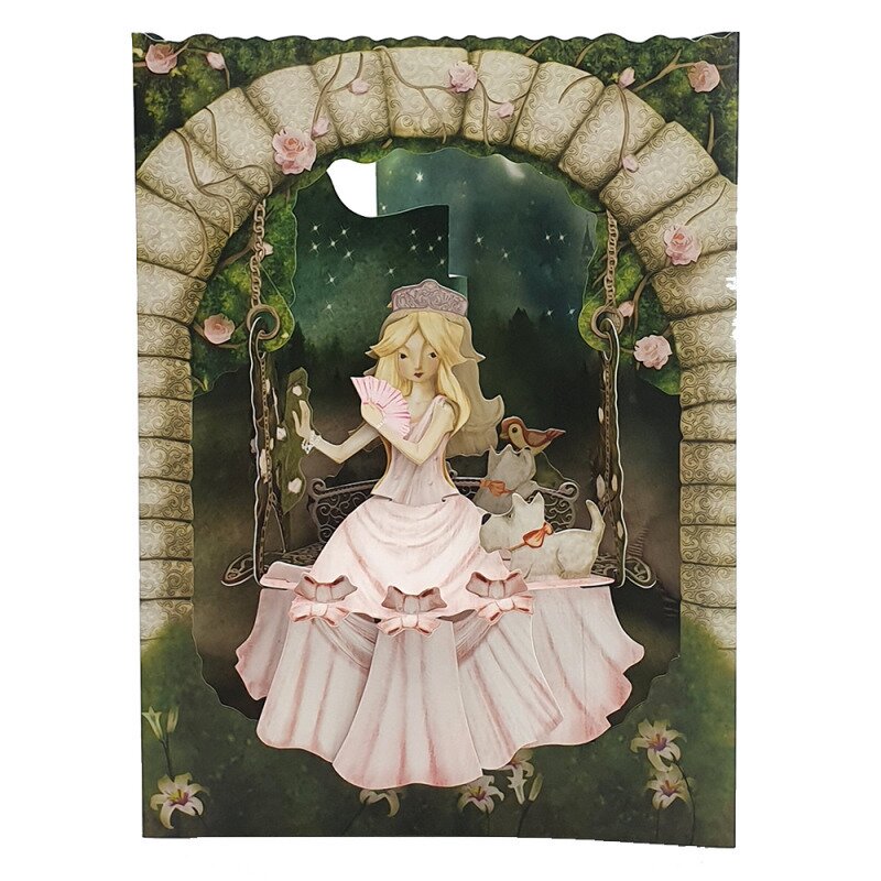 Felicitare 3d swing cards - printesa in leagan