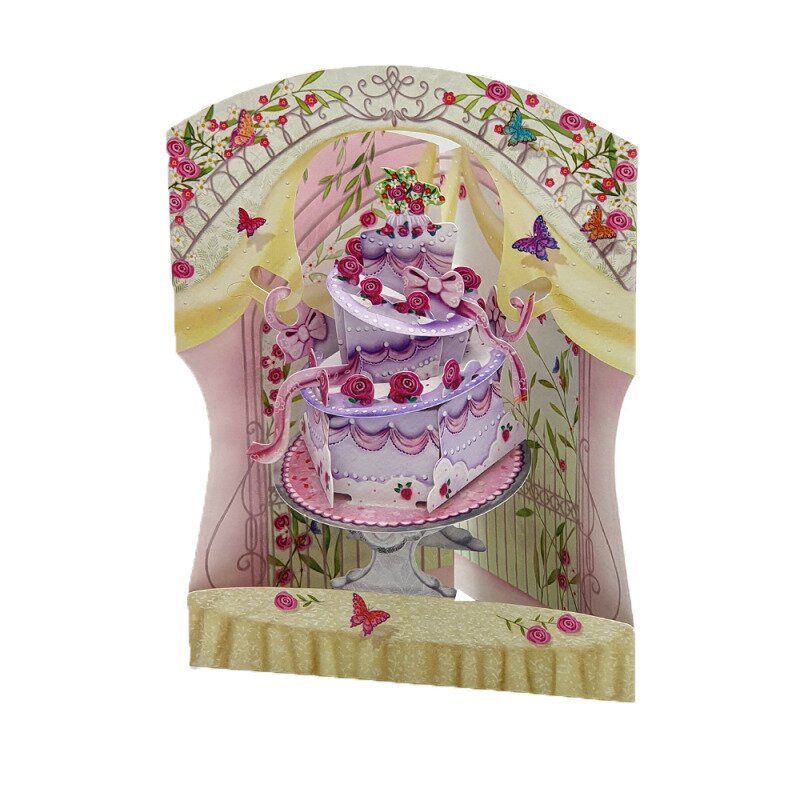 Felicitare 3d swing cards - tort aniversar