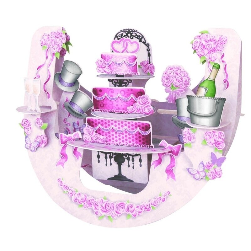 Felicitare aniversara 3d popnrock - tort roz