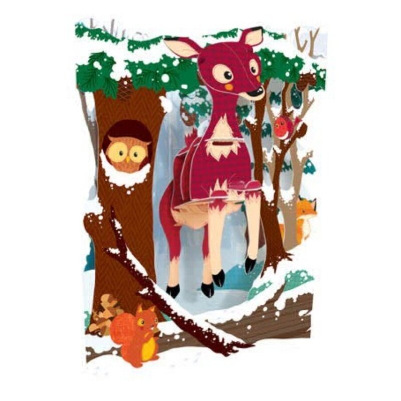 Felicitare de iarna 3d swing cards - caprioara