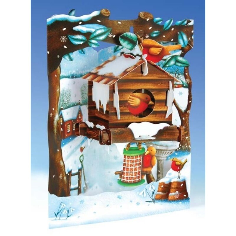 Felicitarea 3d swing cards - pasari in colivie