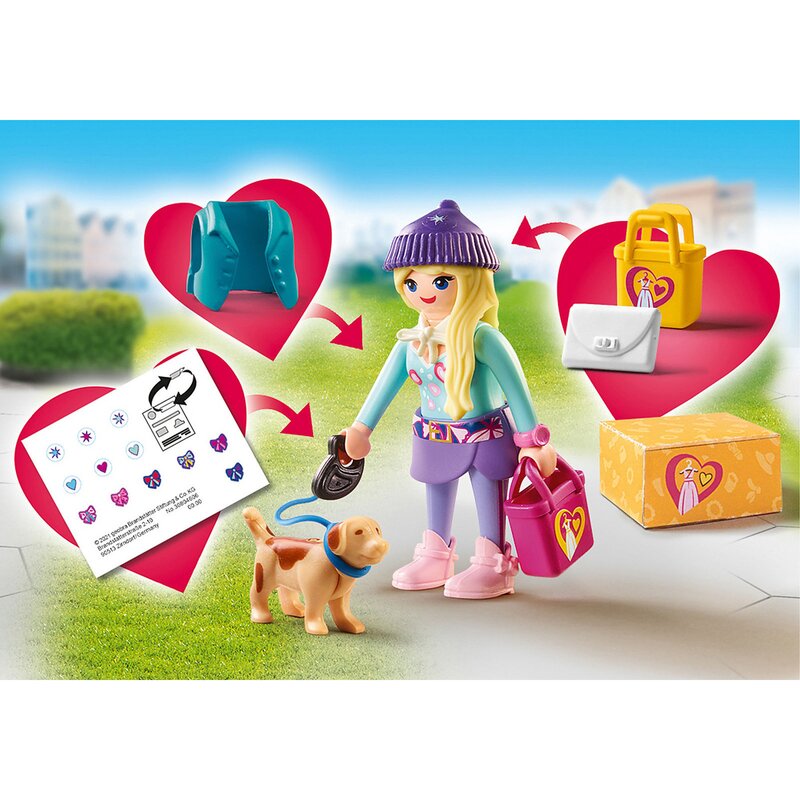 Playmobil - set de constructie fetita la moda cu catel city life