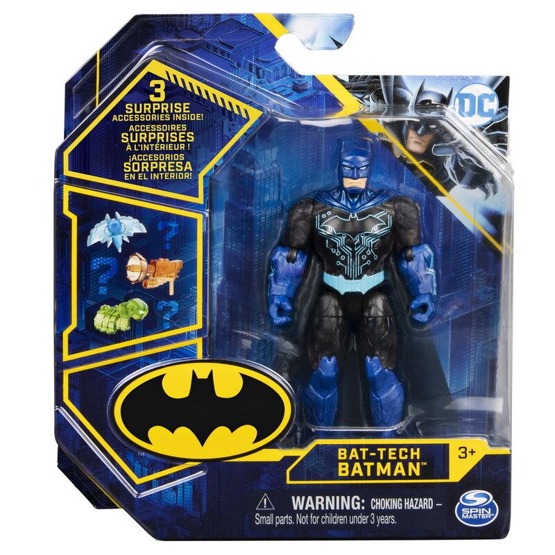 Spin master - figurina batman bat-tech articulata 10cm cu 3 accesorii surpriza