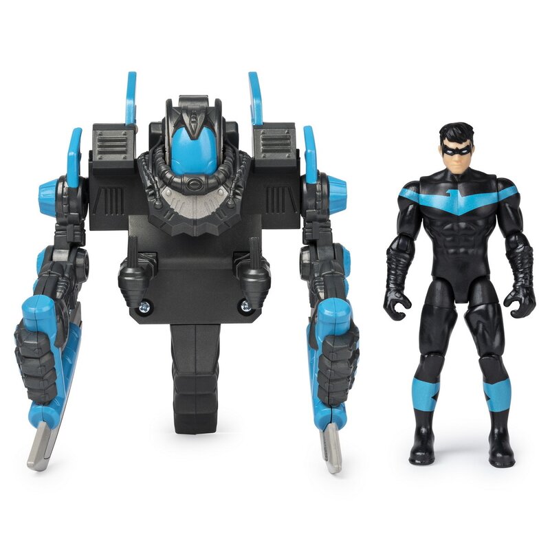 Spin master - figurina supererou nightwing , dc universe , 10 cm, cu mega accesorii pentru lupta