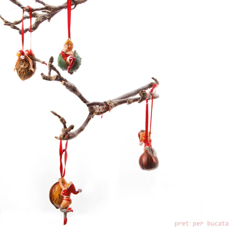 Figurina ornament pentru brad craciunite in aluna 4 cm