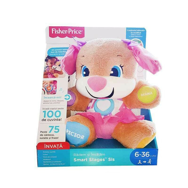 Fisher price - jucarie din plus interactiva catelusa sis, vorbeste in limba romana