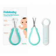Foarfecuta pentru unghii , Fridababy, Easy Grip, Ergonomica, Cu varf rotunjit, Maner antialunecare, Cu husa de protectie, 0 luni+, Otel inoxidabil, Fara BPA, Verde/Turquoise