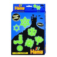 Hama - Set margele de calcat Fosforescent In cutie cu agatator, 1500 buc Midi