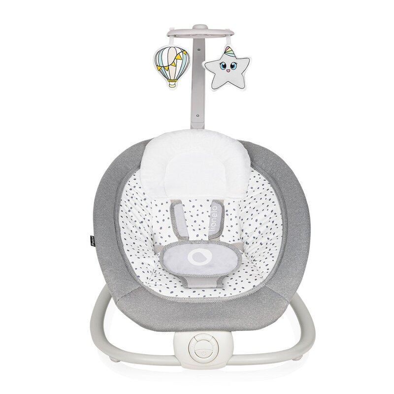 Fotoliu balansoar Lionelo Cu vibratii Pascal Scandi Cu 12 melodii linistitoare Pliabil 80x49 cm Gri Deschis Resigilat