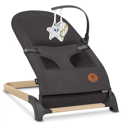 Fotoliu balansoar, Lionelo, June, Cu arcada cu jucarii, Ergonomic, Balansare manuala, Pliabil, 0 luni+, Gri, Resigilat