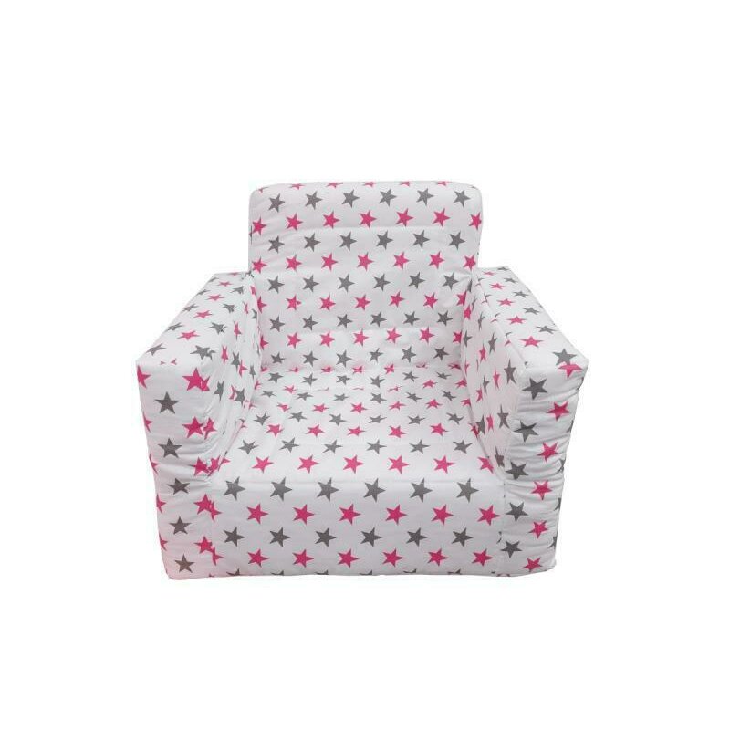 MyKids - Fotoliu din burete pentru copii Stelute White Grey Pink