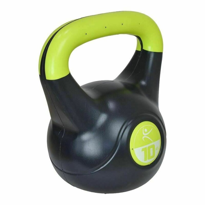 Dhs - Gantera kettlebell 10kg, negru-verde vinil