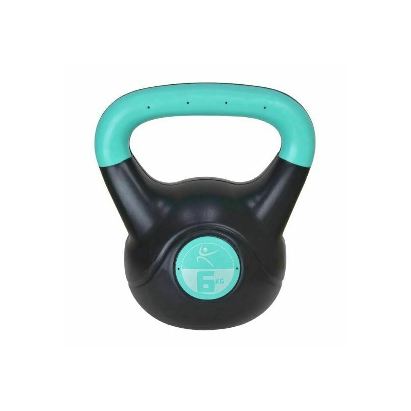 Dhs - Gantera kettlebell 6kg, negru-turcoaz vinil