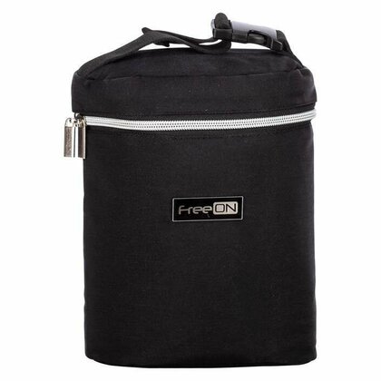 Geanta biberon, FreeON, Double Style, Pentru 2 biberoane, Mentine continutul atat cald, cat si rece, Black
