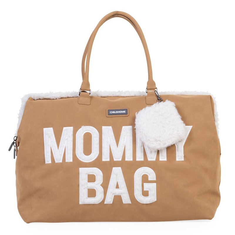 Childhome - geanta de infasat mommy bag, aspect piele intoarsa bej