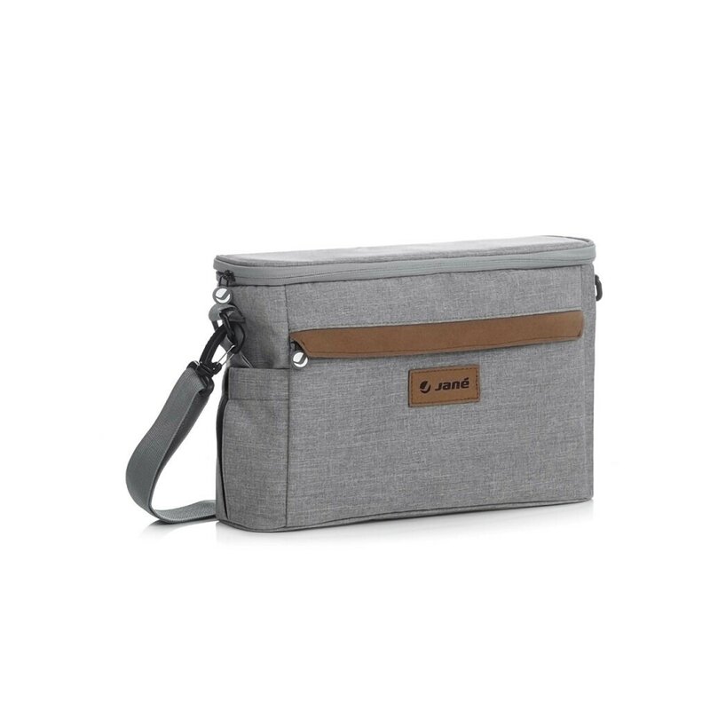 Geanta pentru scutece si organizator carucior, Jane, Cu multiple compartimente, Dimensiune compacta, 32 x 10 x 21 cm, Dim Grey