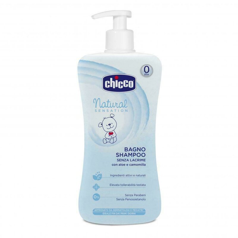 Chicco - Gel de dus si sampon fara lacrimi Natural Sensation, 500ml, 0+luni