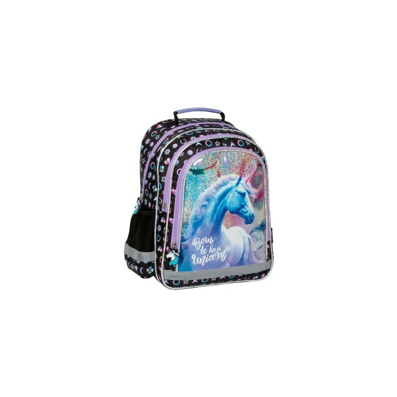 Ghiozdan pentru fetite, Derform Unicorn, cu 3 compartimente, PL15BJR15, 38x28x18 cm