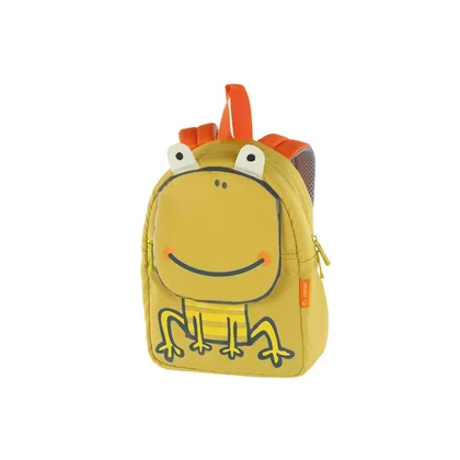 Ghiozdanel, Jane, Frog, Cu un compartiment interior pentru sticla, Inchidere cu fermoar, Bretele si spate captusite si moi, Cu eticheta pentru nume, 20.5 x 9 x 30 cm