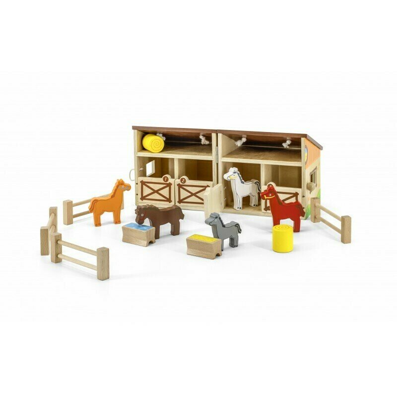 Viga - set de joaca grajd pliabil , portabil, cu 5 cai