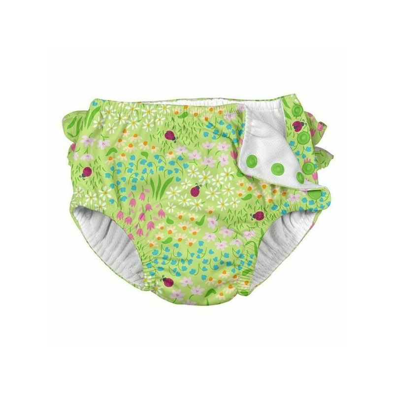 Green flower patch 4t - scutec fete refolosibil spf 50+ pentru inot (cu volanase) green sprouts by iplay
