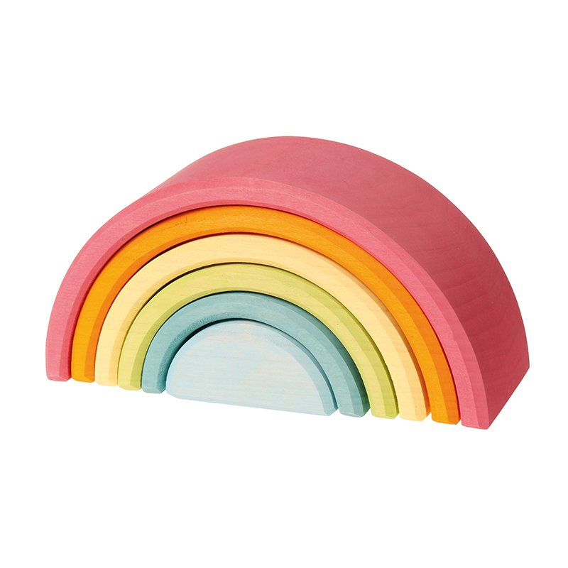 Grimm's spiel und holz design - set curcubeu, 6 piese, pastel