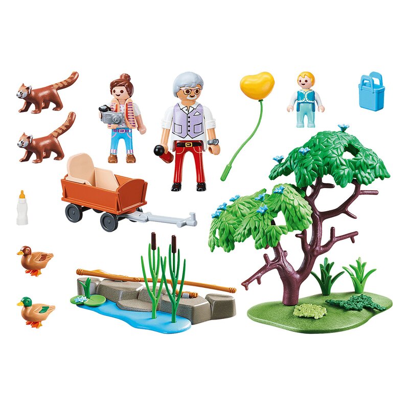 Playmobil - set de constructie habitatul panda rosu family fun