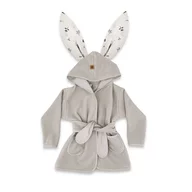 Halat de baie, MimiNu, Cu urechi, 2 - 5 ani, Moale, Cu buzunare, Cu cordon, Din bumbac si thermo fleece, Materiale certificate Oeko Tex Standard 100, Leaves