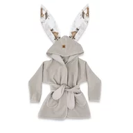Halat de baie, MimiNu, Cu urechi, 2 - 5 ani, Moale, Cu buzunare, Cu cordon, Din bumbac si thermo fleece, Materiale certificate Oeko Tex Standard 100, Tedy bear dreams beige