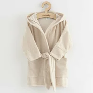 Halat de baie, New Baby, Pentru copii, Cu buzunare, Cu cordon, Marime 104/110, Din bumbac 100%, Beige